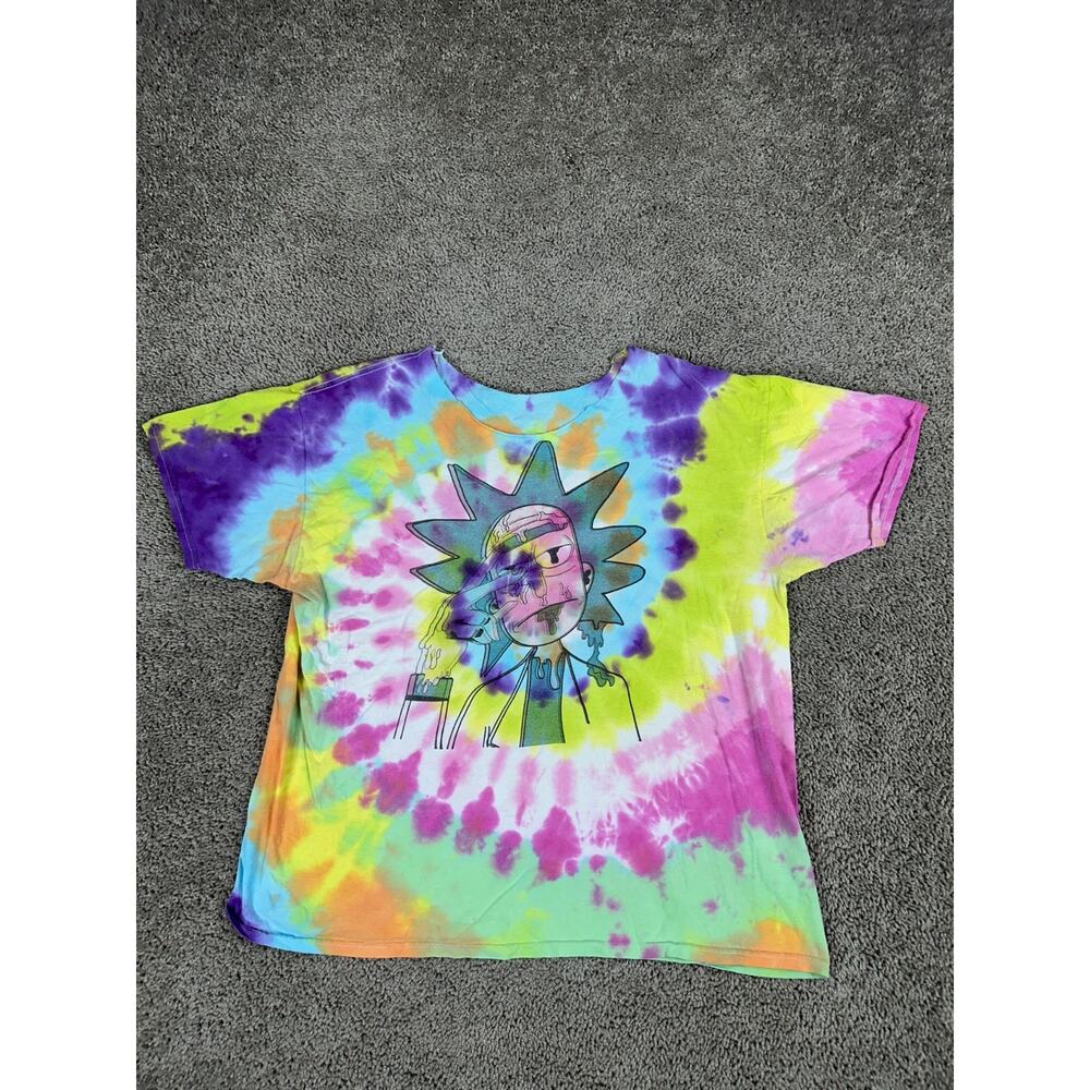 Rick And Morty Shirt Mens Extra Large Multicolor Tie Dye Short Sleeve READ